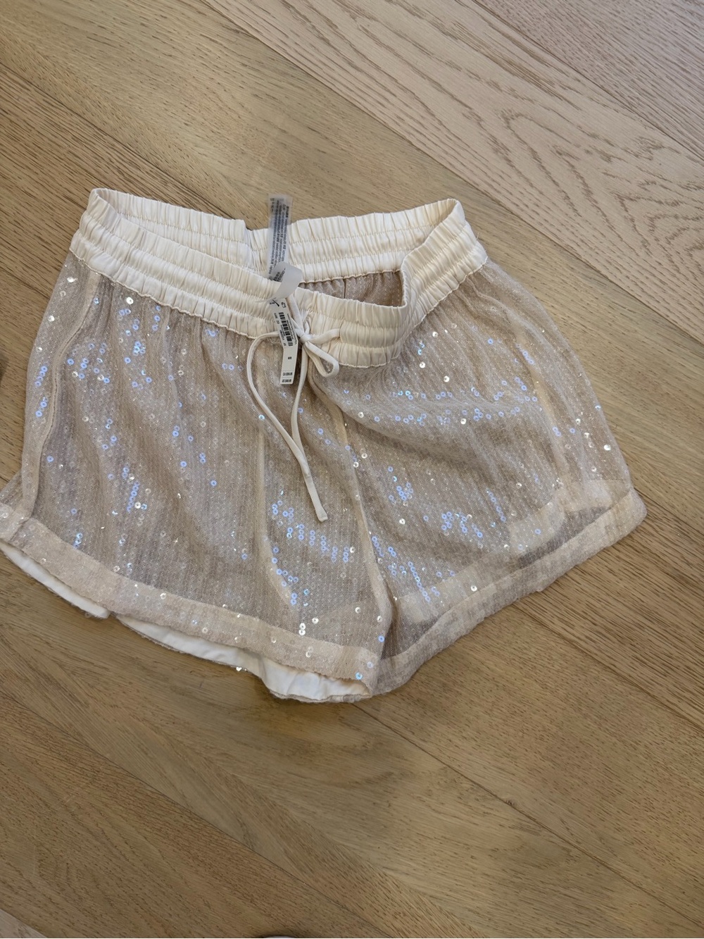 Victoria's Secret Cream Sequin Athletic Shorts